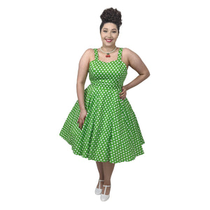 GGR Summer Polkadot Dress in Green-Dress-Glitz Glam and Rebellion GGR Pinup, Retro, and Rockabilly Fashions