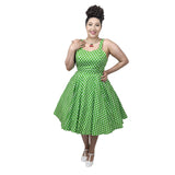 GGR Summer Polkadot Dress in Green-Dress-Glitz Glam and Rebellion GGR Pinup, Retro, and Rockabilly Fashions