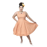 GGR Summer Polkadot Dress in Orange-Dress-Glitz Glam and Rebellion GGR Pinup, Retro, and Rockabilly Fashions