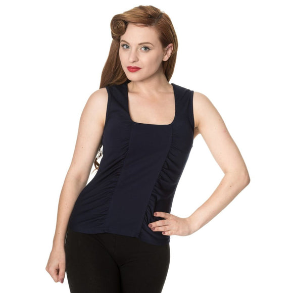 Banned Retro Head over Heels Sleeveless Top in Navy-Top-Glitz Glam and Rebellion GGR Pinup, Retro, and Rockabilly Fashions