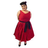 Wrap-Front Sleeveless Swing Dress in Red-Dress-Glitz Glam and Rebellion GGR Pinup, Retro, and Rockabilly Fashions